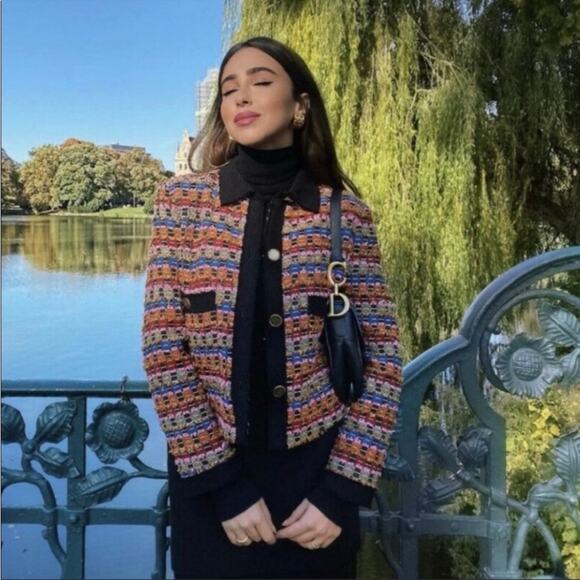 Zara Jackets & Blazers - Zara Rainbow New Tweed Cropped blazer jacket size L viscose